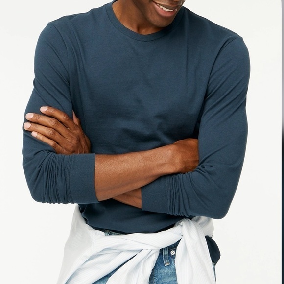 J crew long sleeve jersey tee vintage navy comfort - Picture 1 of 6